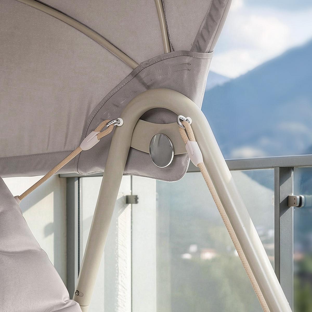HÄNGESESSEL mit Sonnenschutz OGS62-MI - Ahornfarben, Fell/Metall (108/163/126cm) - SoBuy