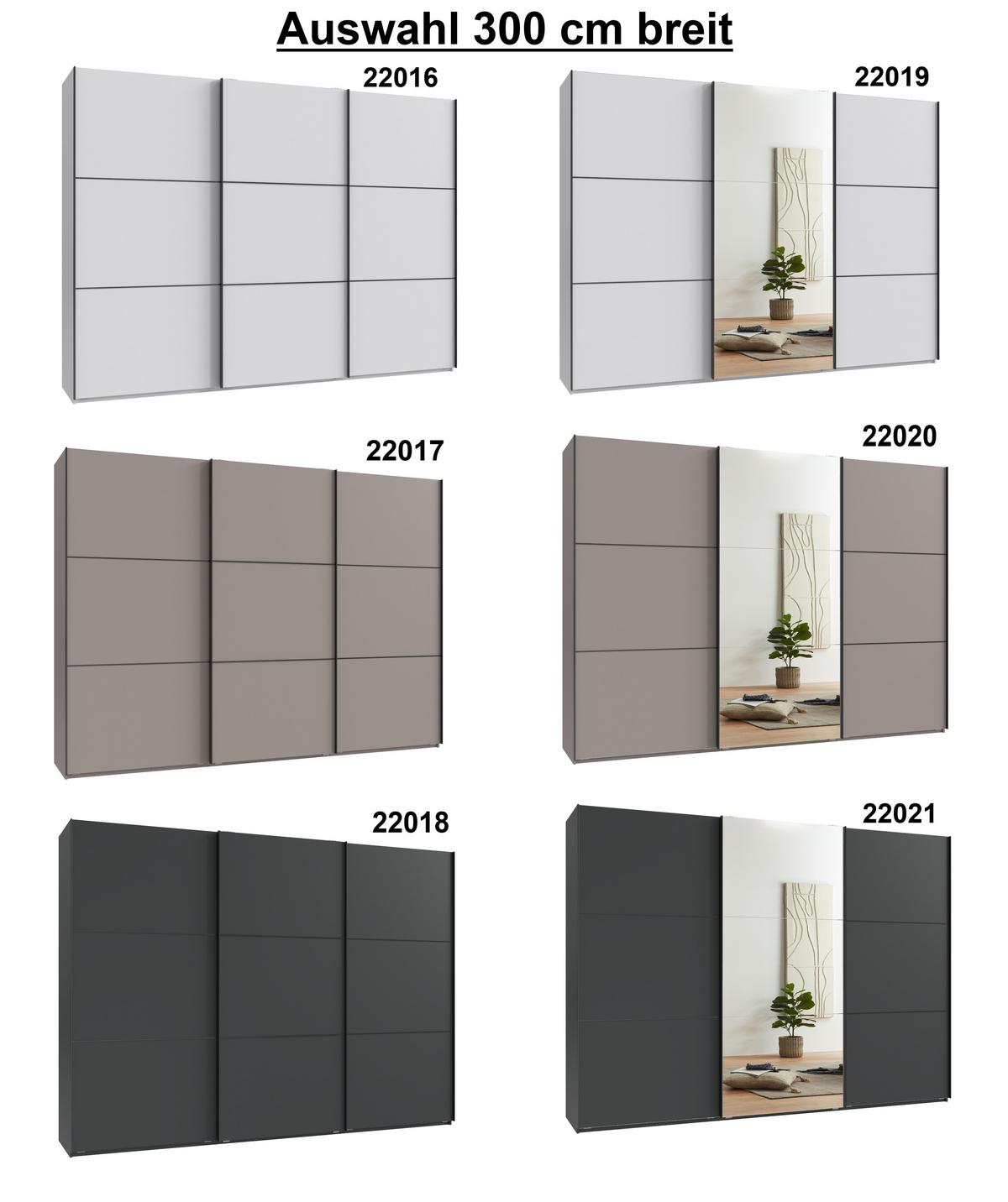 SCHWEBETÜRENSCHRANK 3-türig B300/H216/T65 cm in Weiß, eine Spiegeltür, Kleiderschrank inkl. Vollausstattung / 22019 - Rot/Weiß, Holzwerkstoff/Metall (300/216/65cm) - luma-home