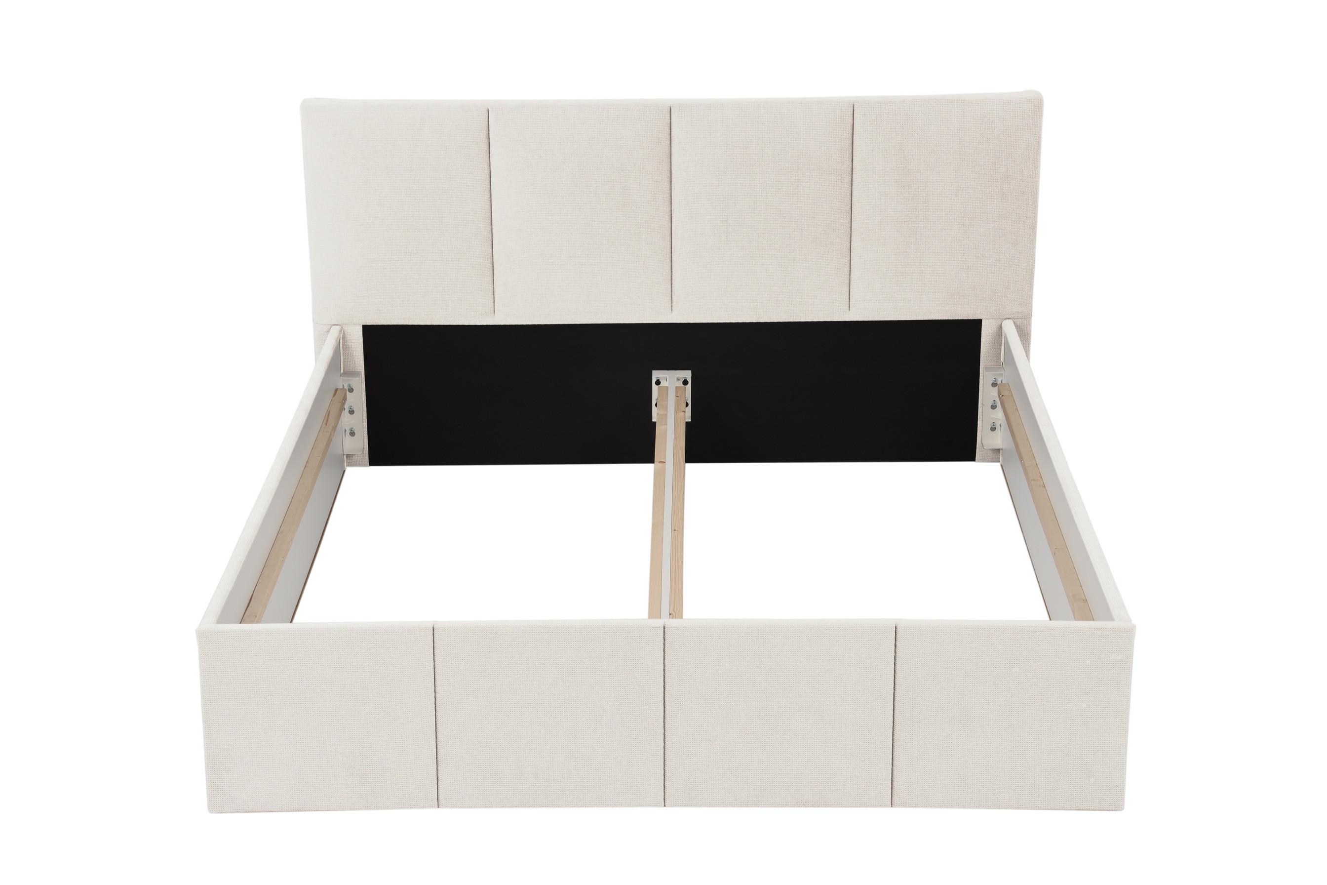POLSTERBETT Dalas Beige 180 x 200 x 40 cm Stauraum Ohne Matratze und Lattenrost - Beige, Holz (180/200cm) - Halmon Schlafkomfort Betten 