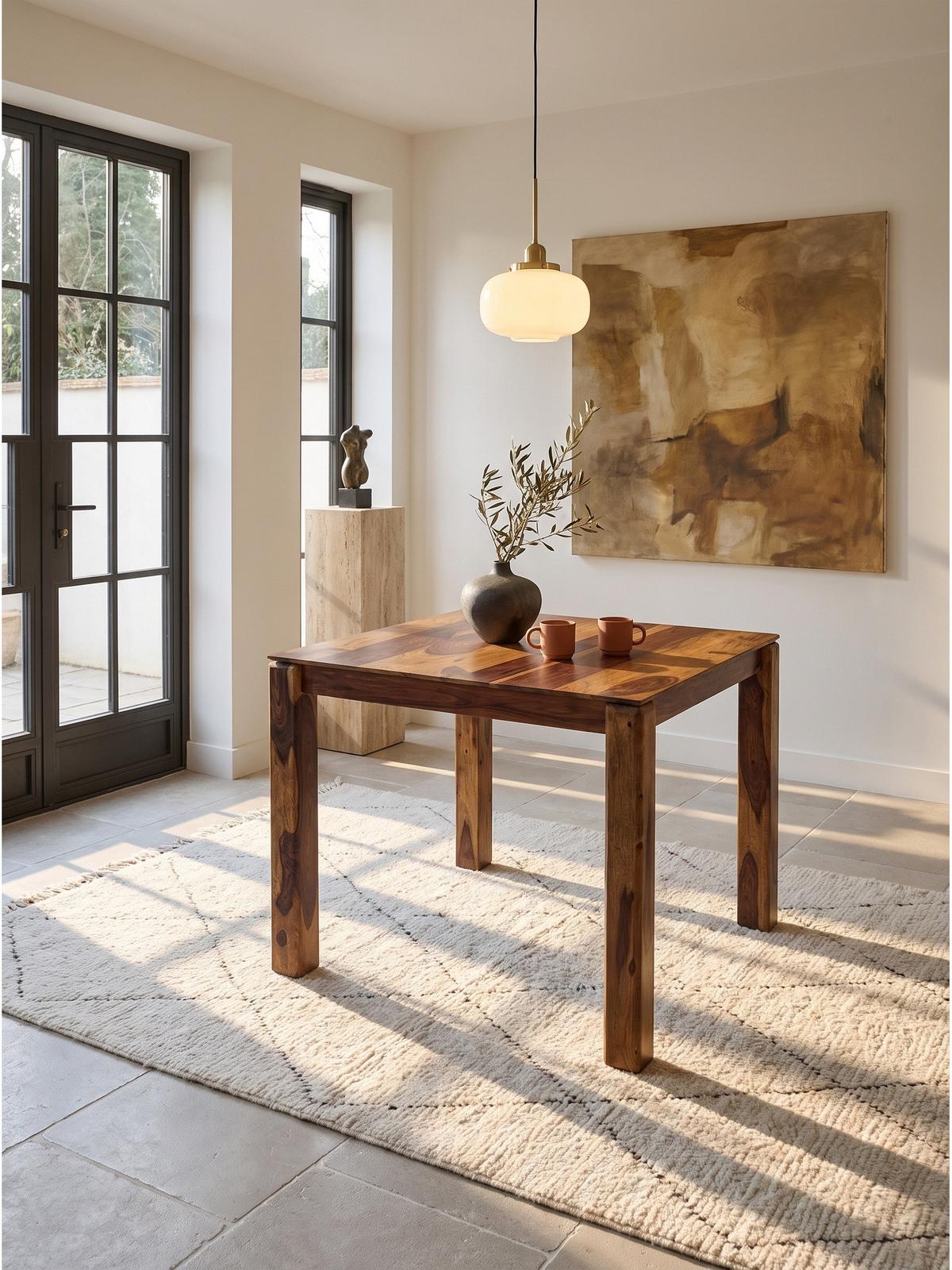 ESSTISCH CHARENTE, Dunkles Massivholz, 80 x 80 x 75 cm - Braun, Holz (80/80/75cm) - KADIMA DESIGN