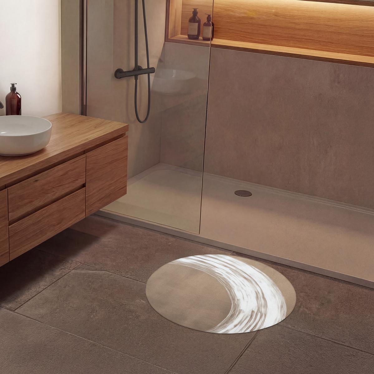 BADEMATTE Farbe - Braun - Japandi Badvorleger 70x70 cm - Mokka, Textil (70/70cm) - OnlyWow