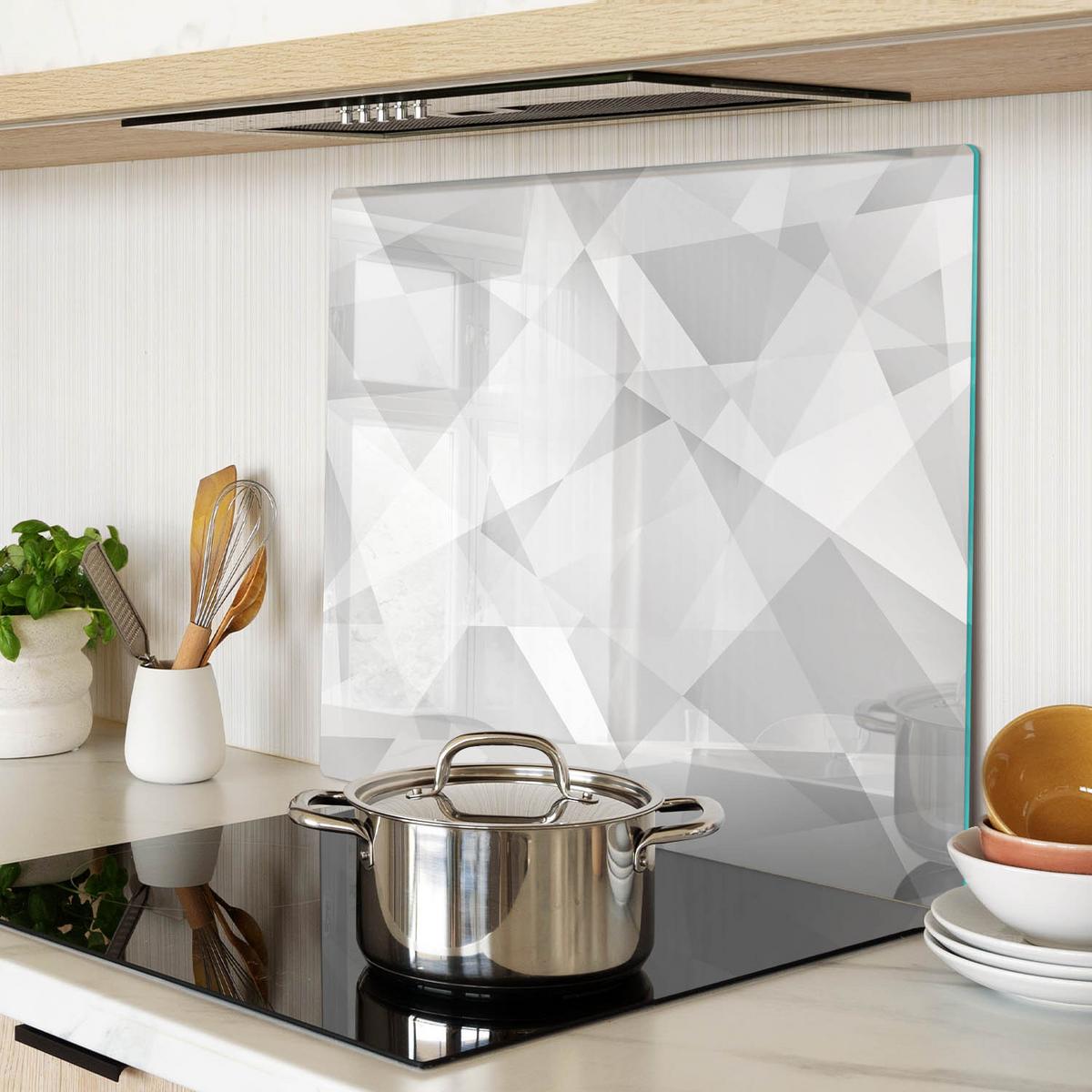 GLASPLATTE 60x52 cm Abstrakt - Weiß, Glas (60/0.4/52cm) - TULUP