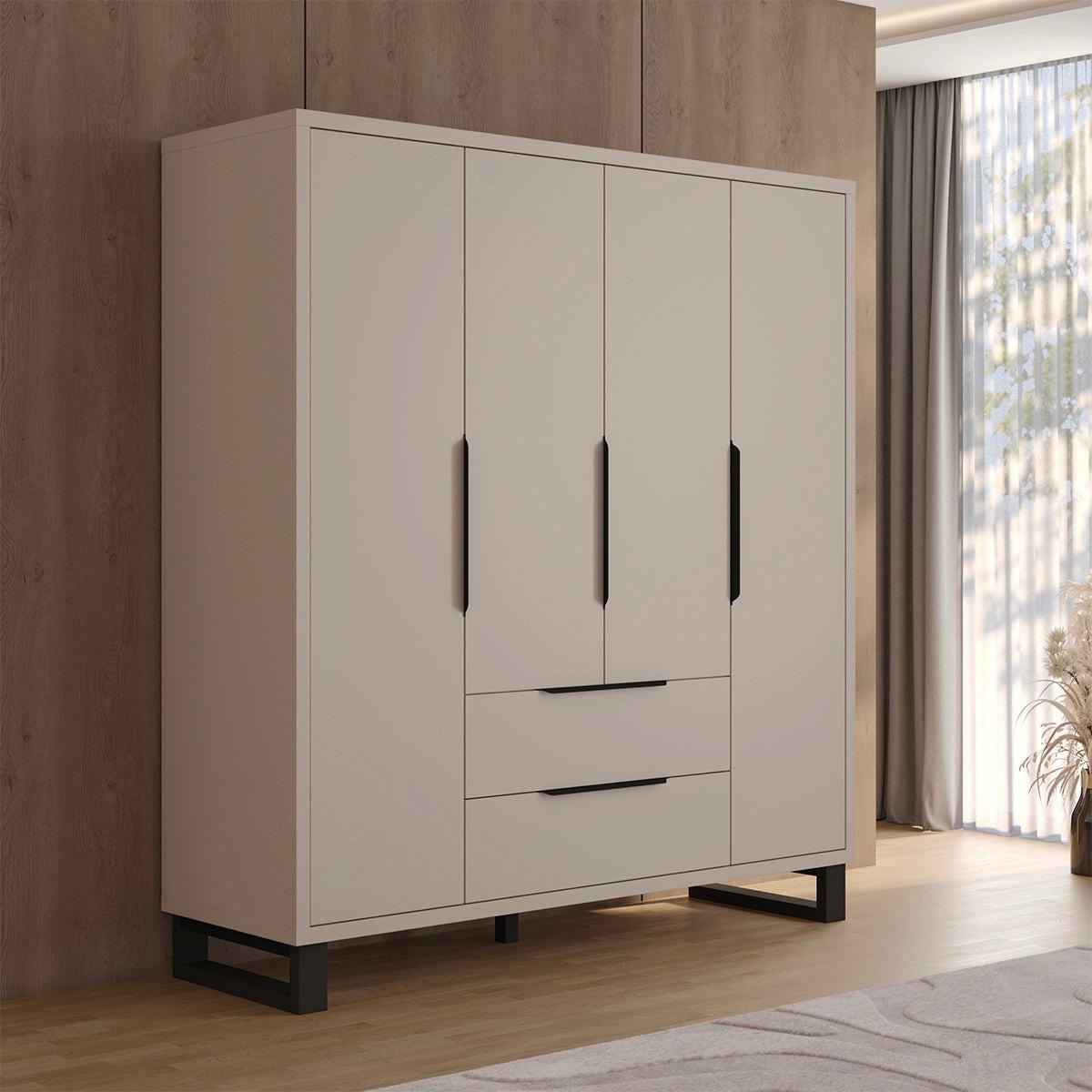 KLEIDERSCHRANK 4 Türen Eden Kaschmir - Kaschmir, Holzwerkstoff (190.7/210.3/60cm) - Petits-meubles
