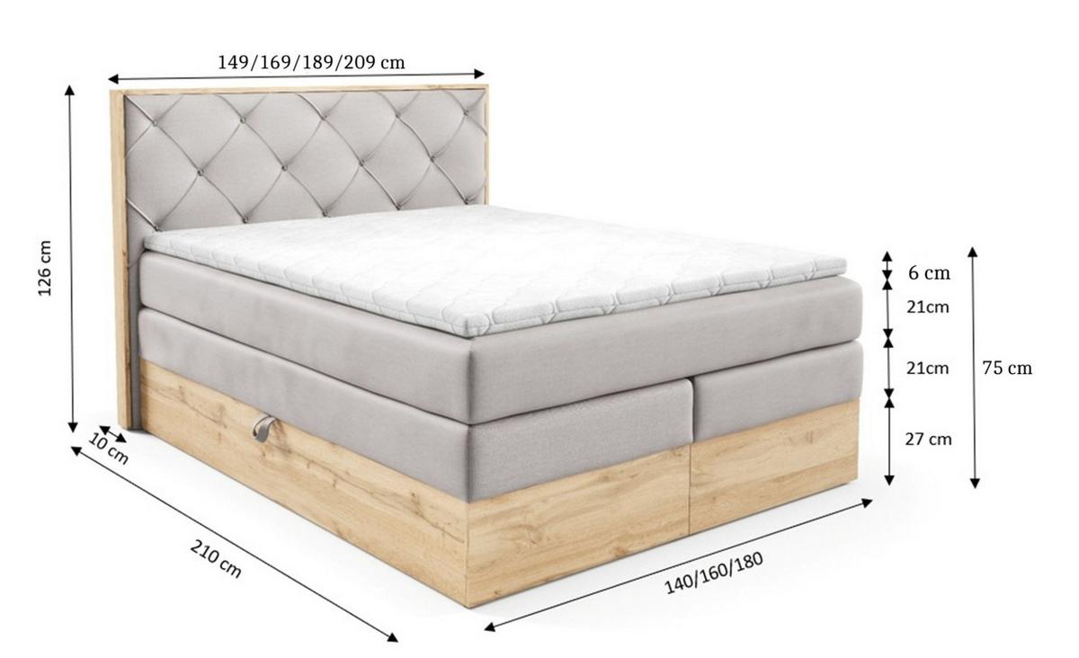 BOXSPRINGBETT Navel - Braun, Holzwerkstoff/Textil (160/200cm) - Fun Möbel