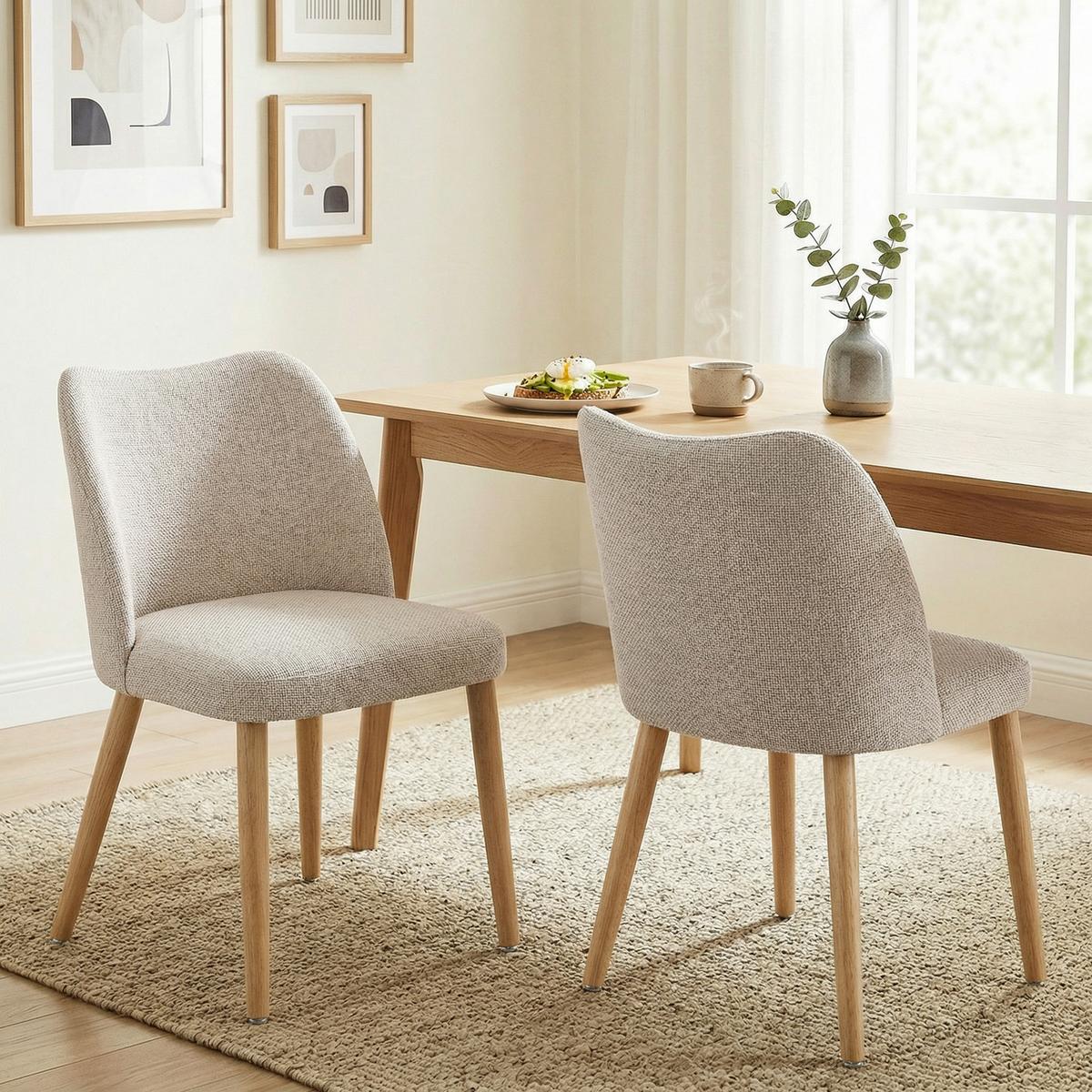 ESSZIMMERSTÜHLE 2er Set Polyester Cremeweiß - Creme, Textil (46/76/52cm) - HOMCOM