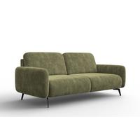 SOFA FEBE 3-Sitzer, olivgrüner Chenille-Stoff - Schwarz/Olivgrün, Holz/Textil (190/82/96cm) - Wozimo