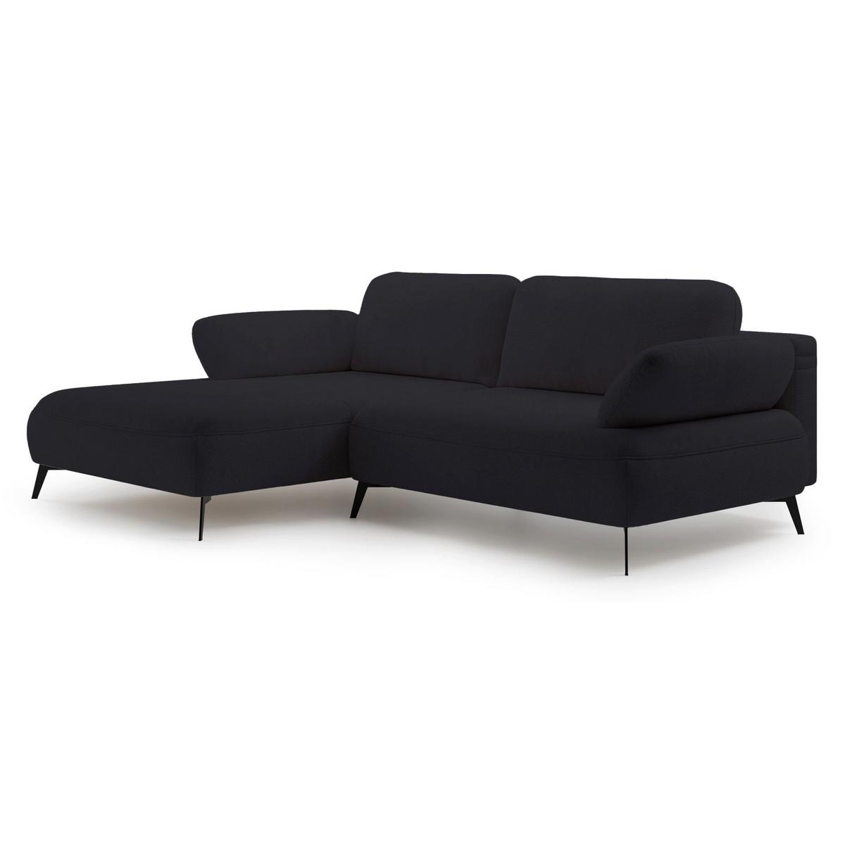 ECKSOFA Avolla Anthrazit links - Schwarz, Textil/Metall (284/186cm) - Selsey