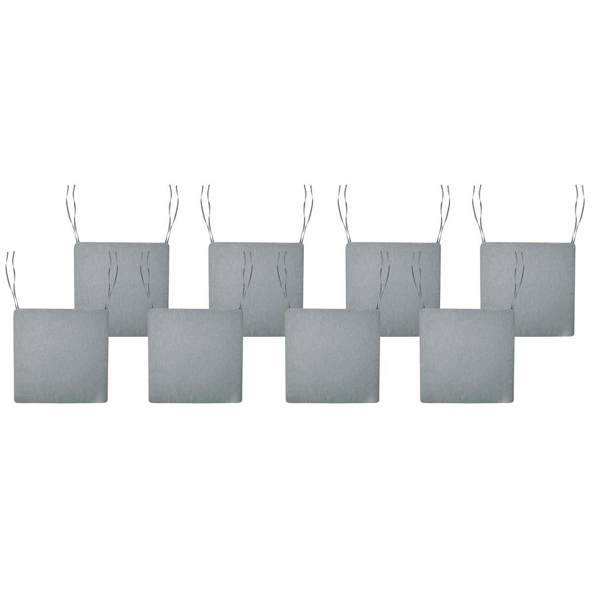 GARTENSTUHLKISSEN 8er-Set Grau meliert 46/46 cm Sassari Premium - Grau, Textil (46/5/46cm) - Beliani