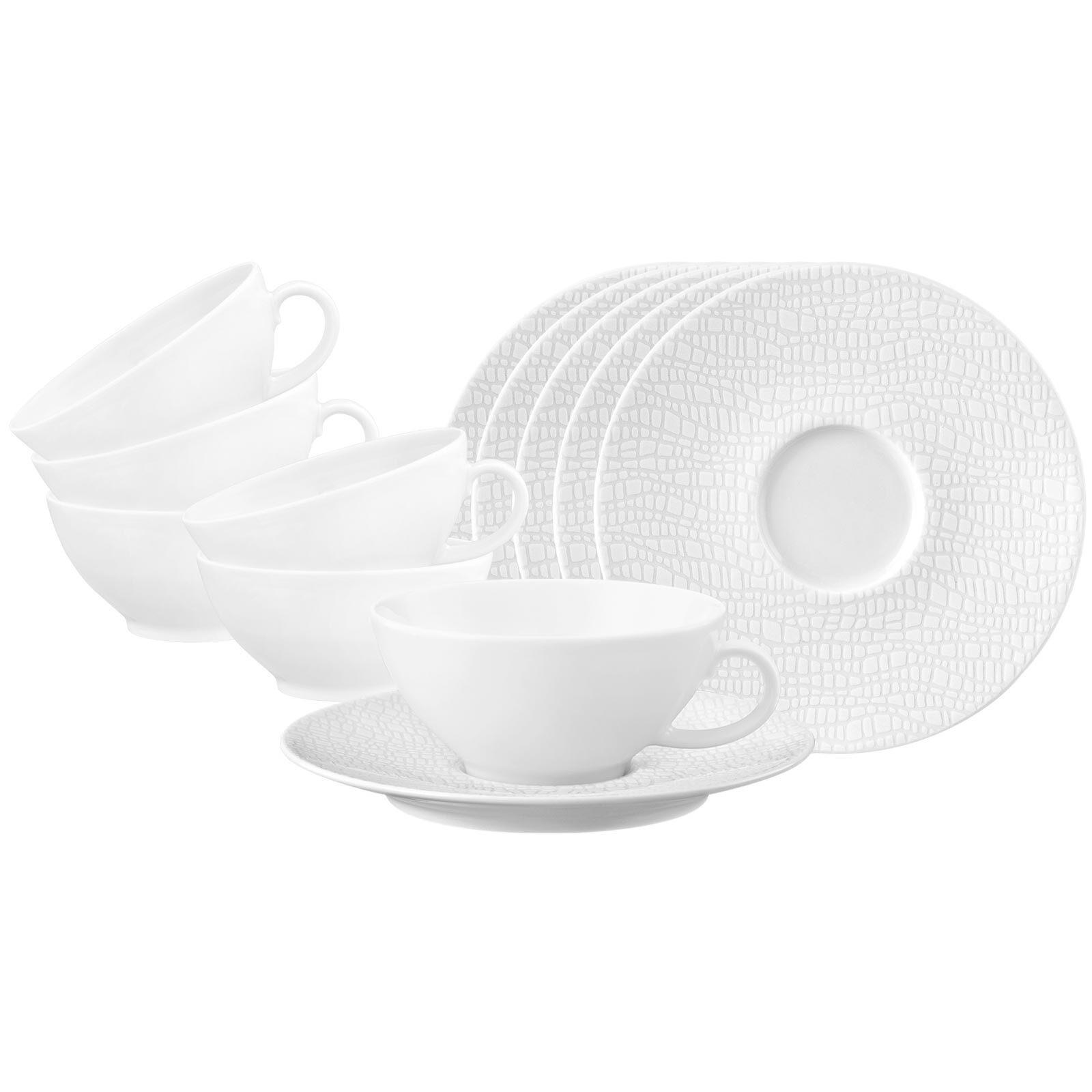 TEETASSEN MIT UNTERTASSEN Life Fashion Luxury White 140 ml 6er Set - Weiß, Keramik (13.6/5.9/13.6cm) - Seltmann Weiden