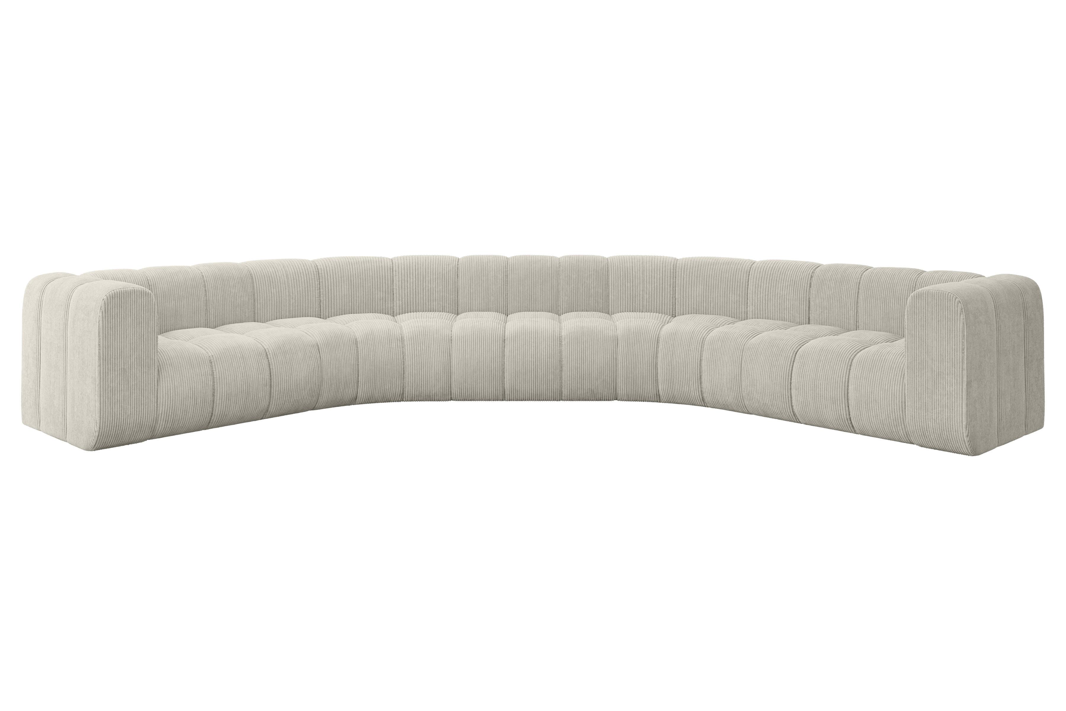WOHNLANDSCHAFT modulares Sofa Lazro-U1 - 373x373x70 cm Creme - Hellgrau/Creme, Holzwerkstoff/Textil (373/70/373cm) - ALTDECOR
