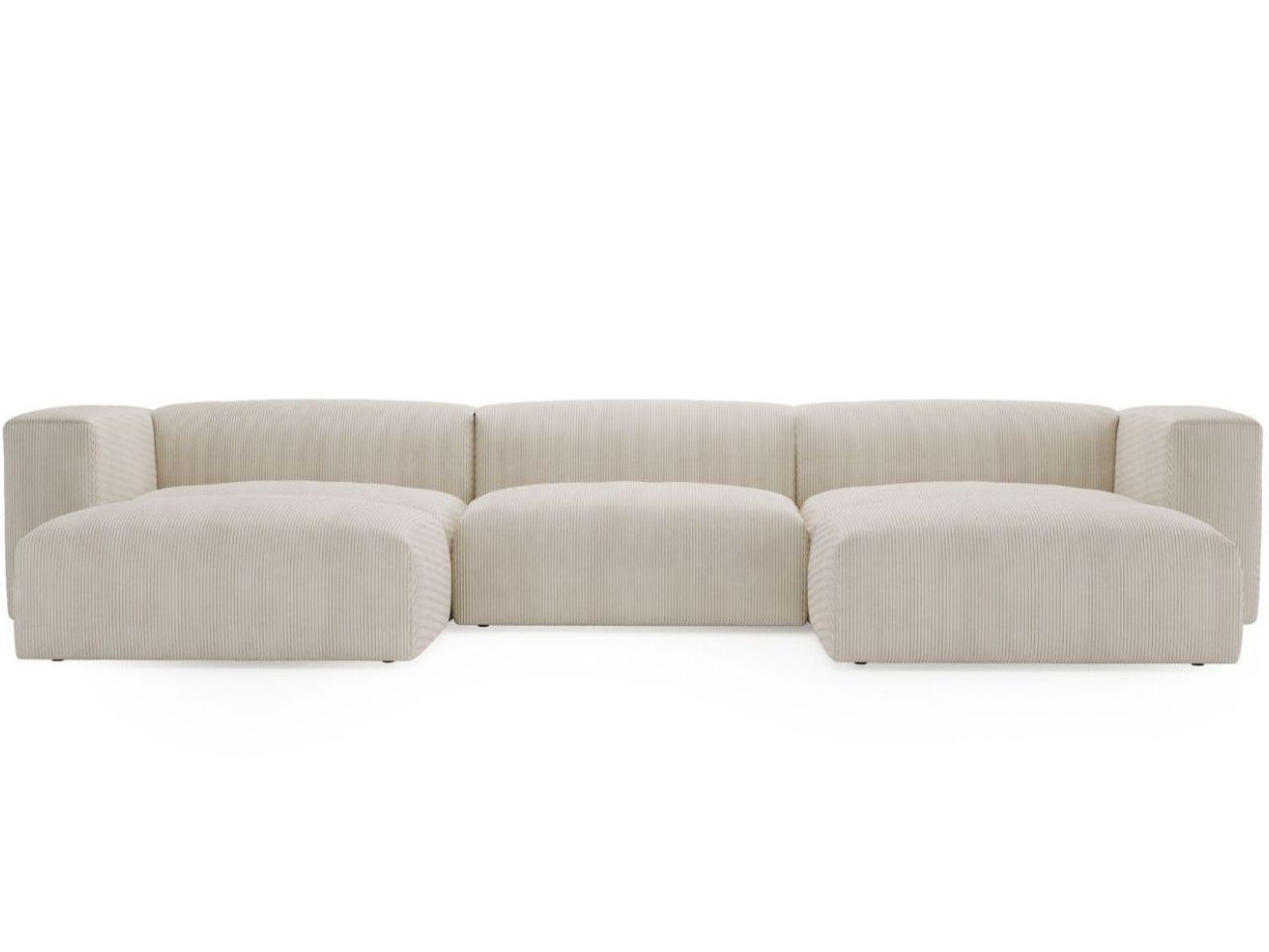 WOHNLANDSCHAFT U Landi Creme - Beige/Schwarz, Kunststoff/Textil (340/85/180cm) - Graingold