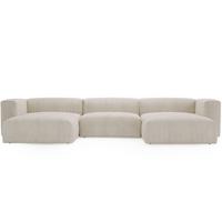 WOHNLANDSCHAFT U Landi Creme - Beige/Schwarz, Kunststoff/Textil (340/85/180cm) - Graingold