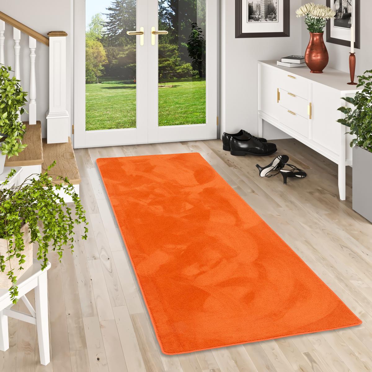 LUXUS SUPER SOFT HOCHFLOR LANGFLOR TEPPICH LÄUFER DELUXE - Orange, Textil (80/240cm) - Snapstyle