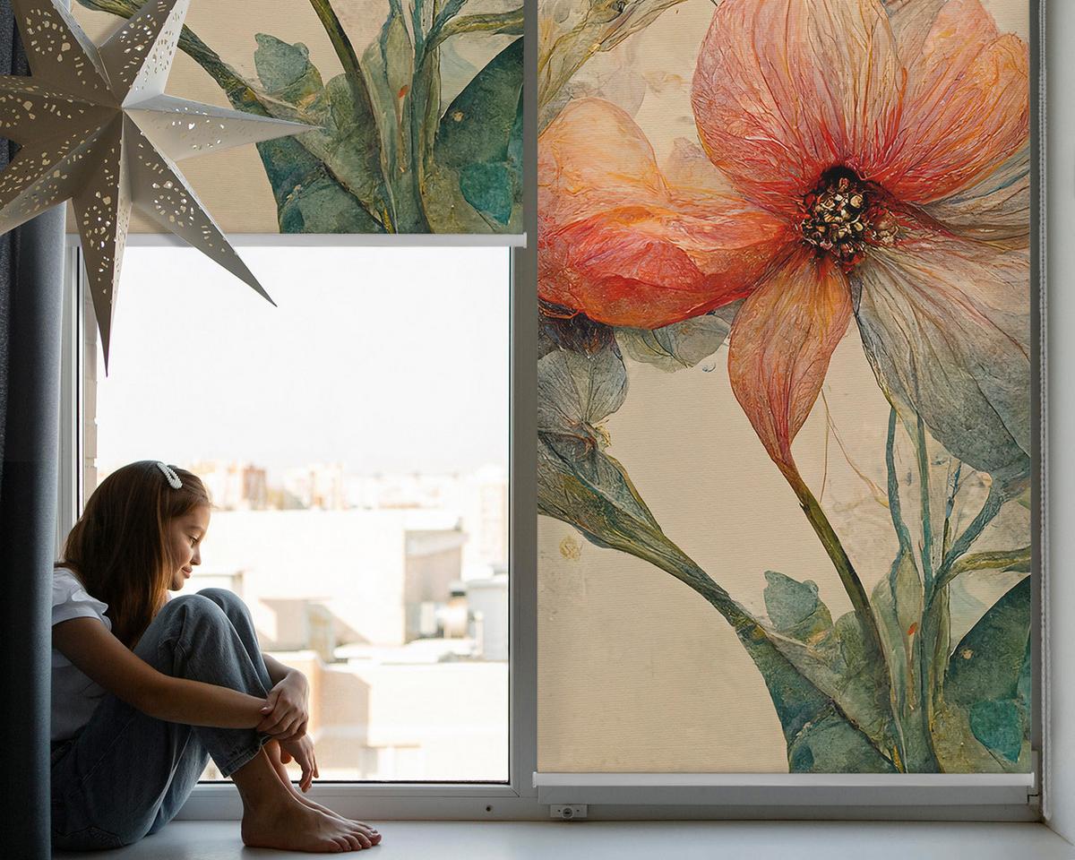 INNENROLLO - Fensterrollo - Rollo - 140x140 cm - Blume - Braun, Kunststoff (140/140/0.5cm) - TULUP