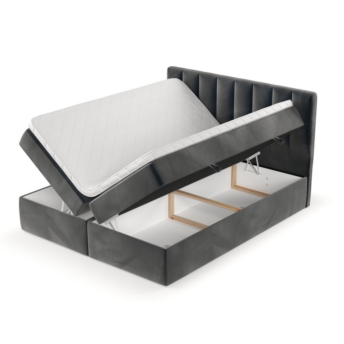 BOXBETT Bari 200/200 cm Anthrazit im Paros Stoff - Anthrazit, Holz/Holzwerkstoff (200/200cm) - AltaBeds