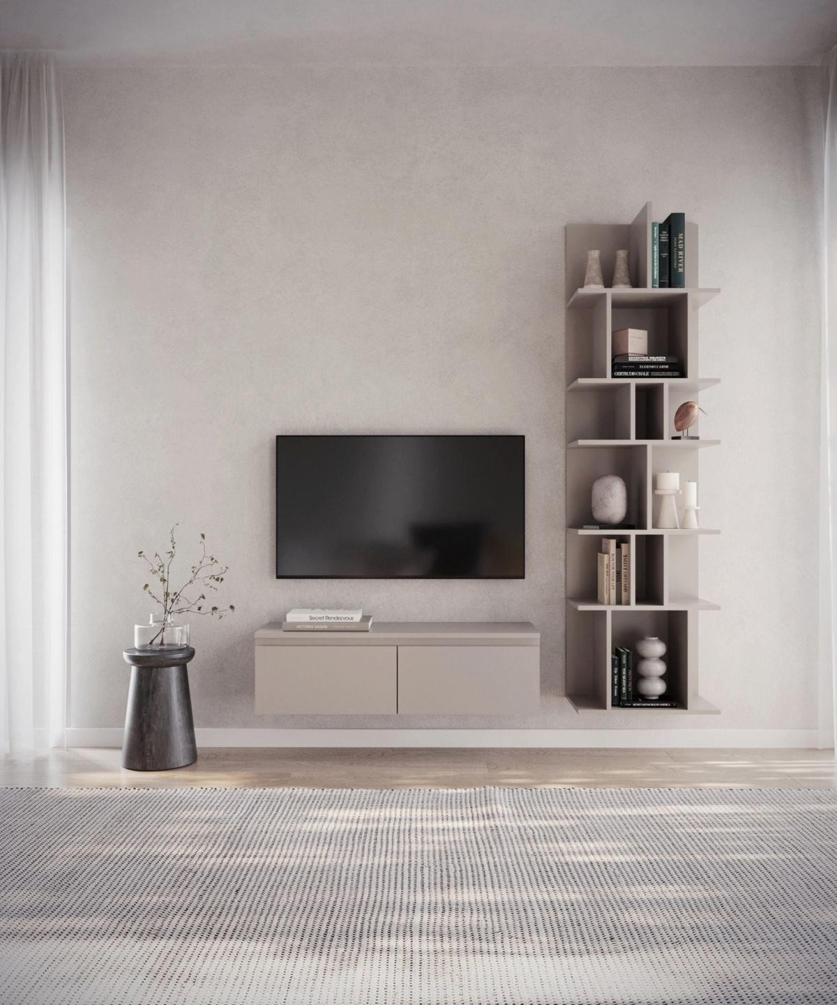TV-LOWBOARD Bemmi Greige 100 cm - Kaschmir, Holzwerkstoff (100/28.4/31.8cm) - Selsey
