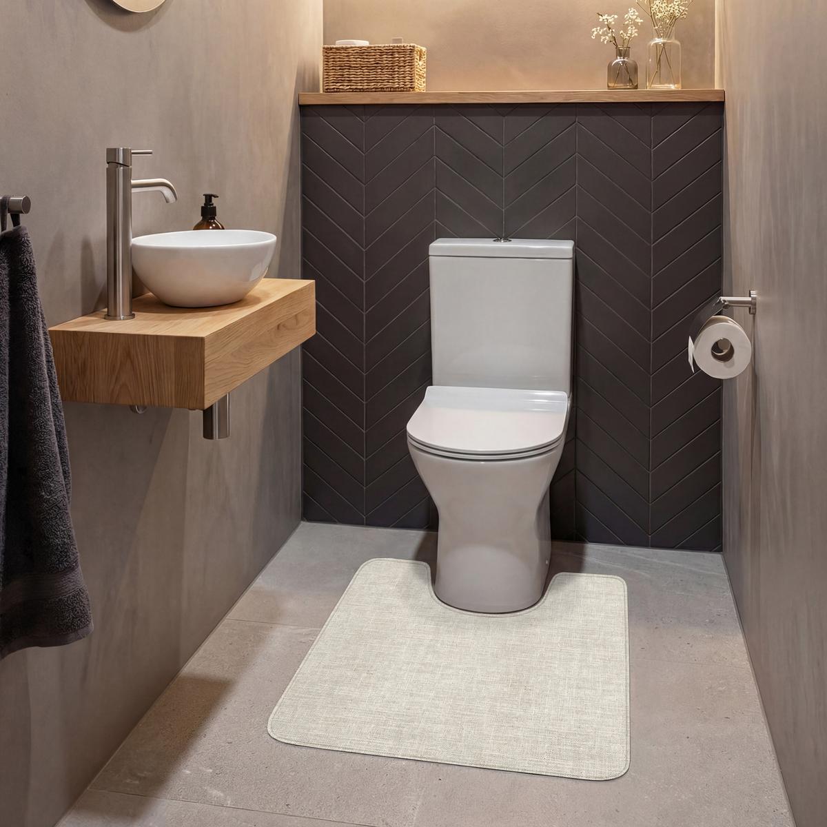 WC-VORLEGER Leinen - Textur - Beige Toilettenvorleger 55x60 cm - Beige, Textil (55/1cm) - OnlyWow