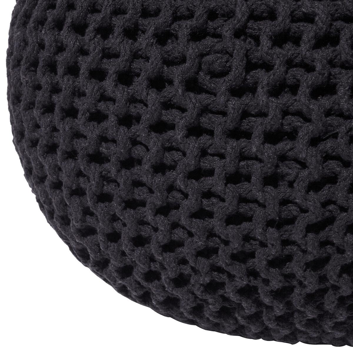 POUF Conrad 50/50/35 cm - Schwarz, Naturmaterialien/Textil (50/35/50cm) - Beliani