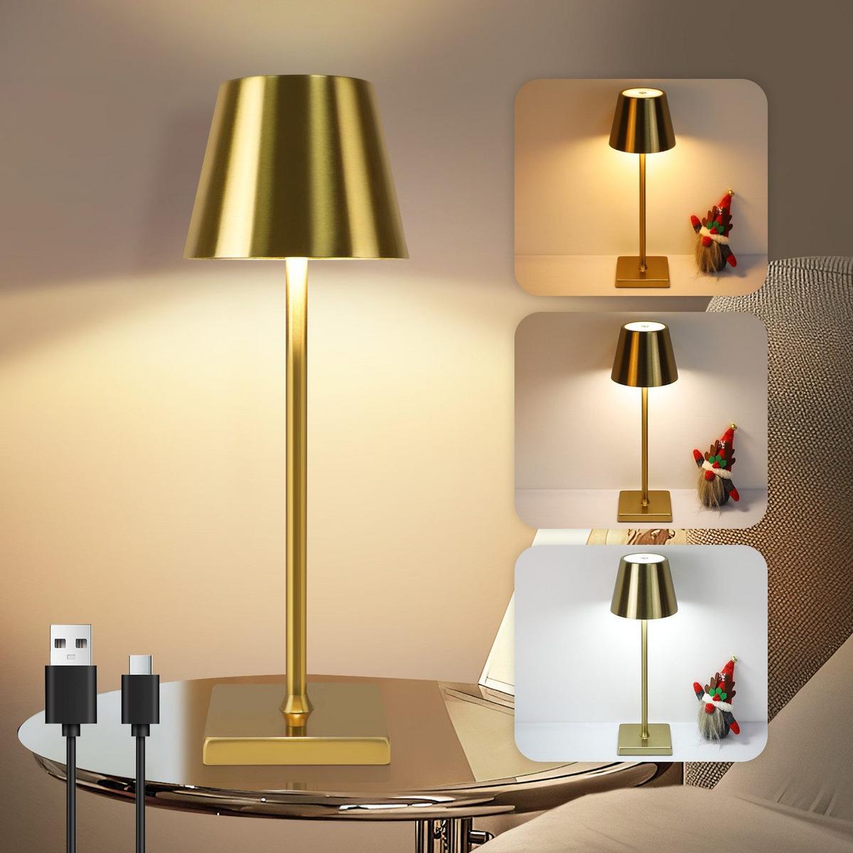 TISCHLAMPE Helligthos 11.9/10.0/35.5 cm - Goldfarben, Metall (35.5/11.9/10cm) - ZMH