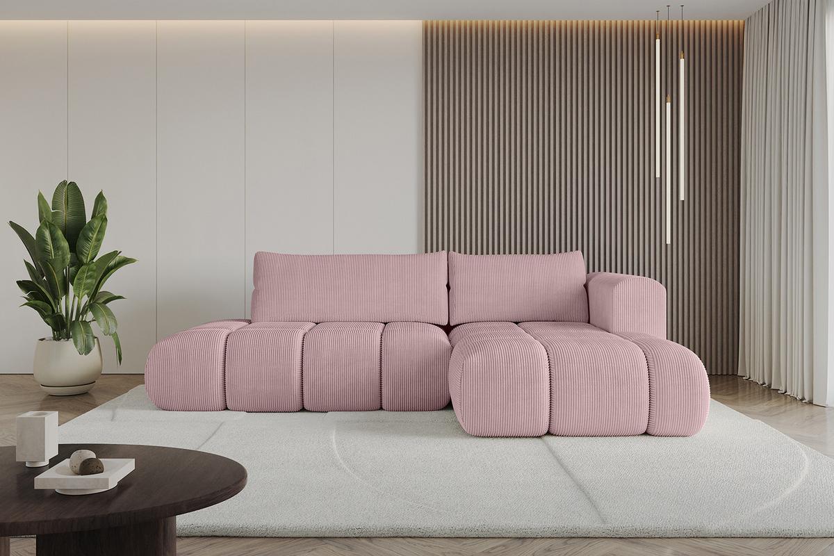 ECKSOFA Ottomane Rechts CLOUD-L 280x185x90 Rosa Cord - Rosa, Holzwerkstoff/Kunststoff (185/280cm) - ALTDECOR