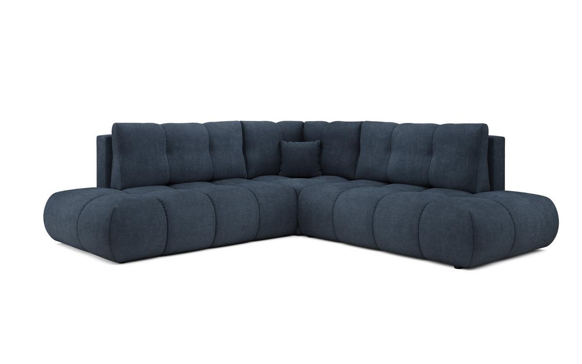 ECKSOFA DUCA II R-S Dunkelblau Chenille mit Schlaffunktion - Dunkelblau, Holz (266.5/266.5cm) - MASSENO