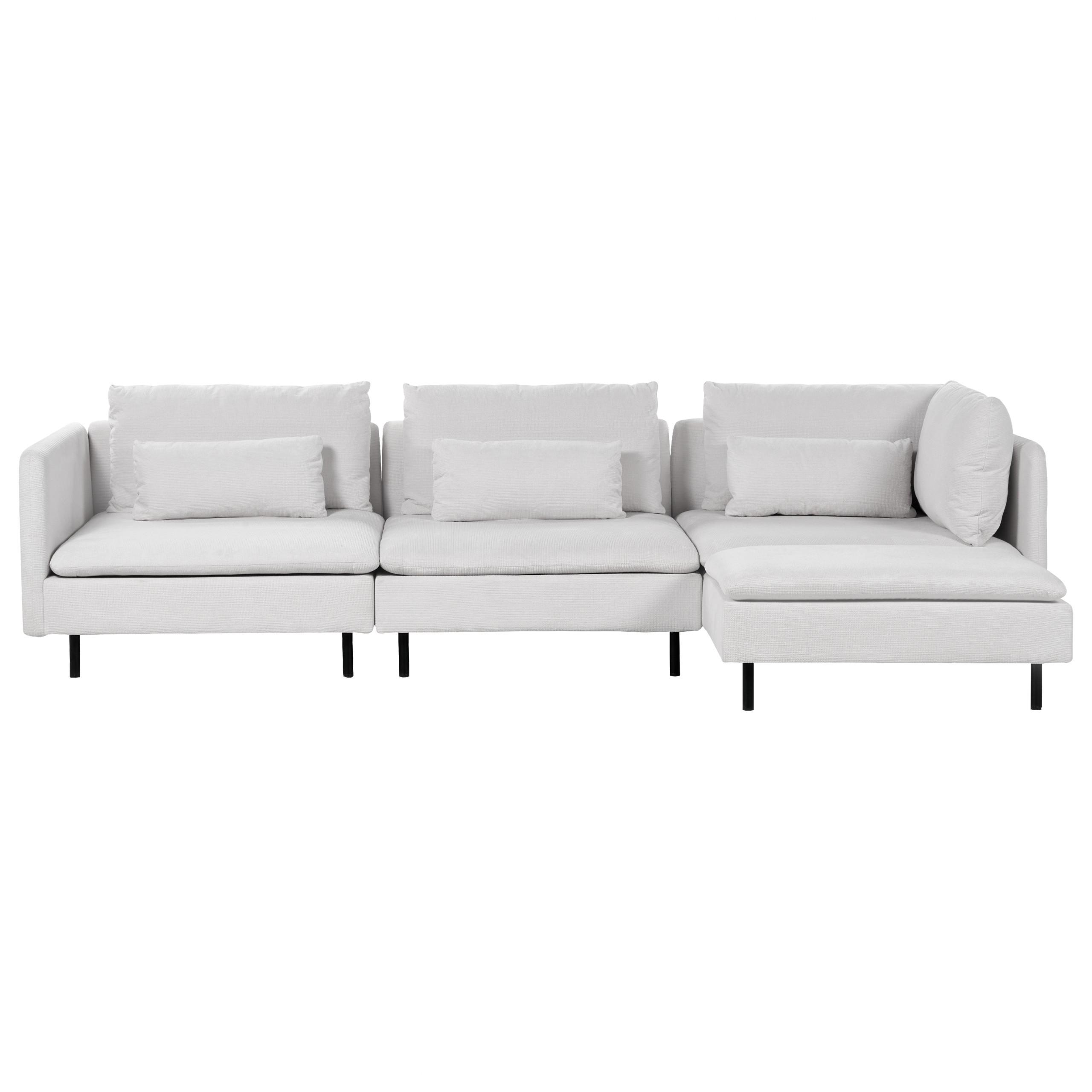 3-SITZER-ECKSOFA hellgrau rechtsseitig Egeris - Schwarz/Grau, Textil (291/151cm) - Beliani
