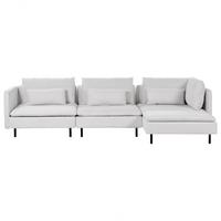 3-SITZER-ECKSOFA hellgrau rechtsseitig Egeris - Schwarz/Grau, Textil (291/151cm) - Beliani