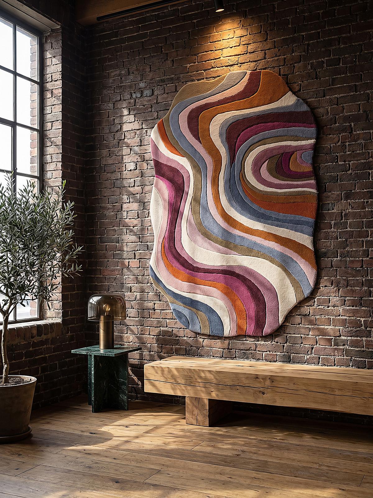 TEPPICH aus Wolle, handgetuftet, EFFRA, in Multi, Wellen-Swirl, 160 x 230 cm - Multicolor, Textil (160/230cm) - KADIMA DESIGN
