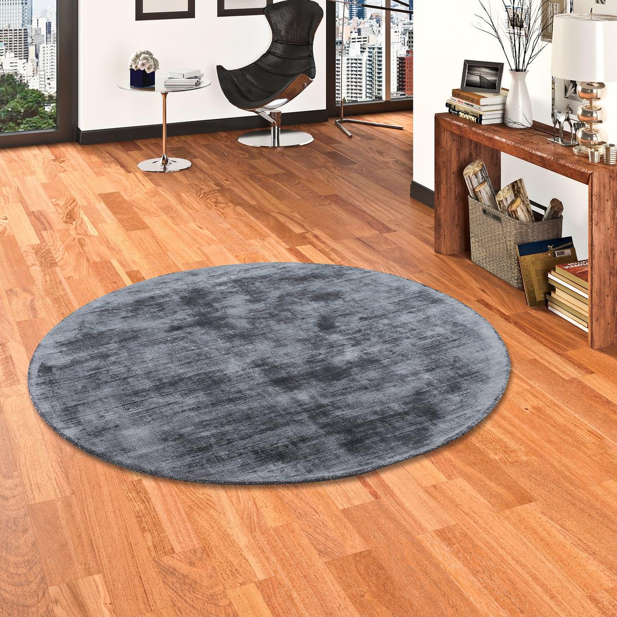 LUXUS DESIGNER TEPPICH ROMA RUND - Anthrazit, Textil (120/120cm) - Pergamon