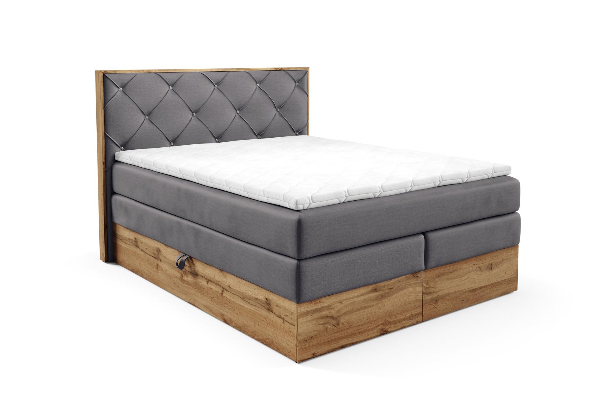 BOXSPRINGBETT Navel - Dunkelgrau, Holzwerkstoff/Textil (140/200cm) - Fun Möbel
