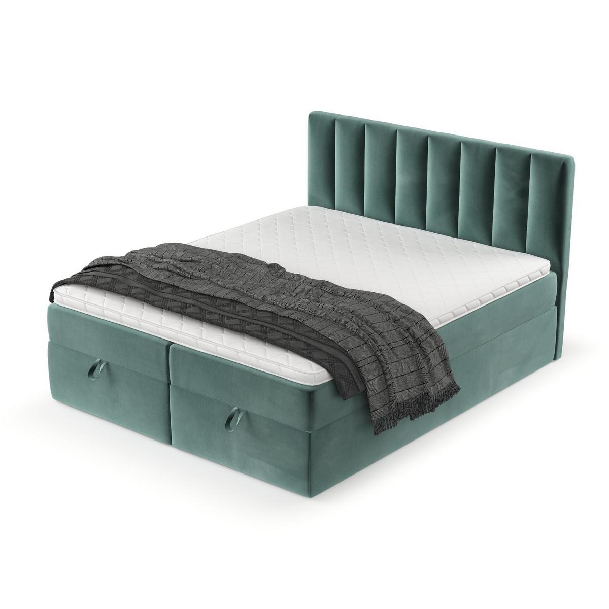BOXBETT Lusso 160/200 cm Türkis im Kronos Stoff - Türkis/Schwarz, Holz/Holzwerkstoff (160/200cm) - AltaBeds