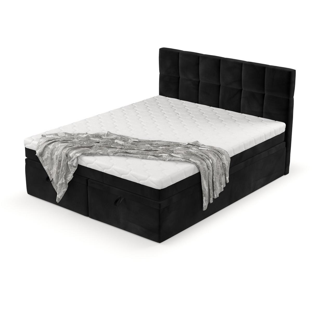 BOXBETT Elano 160/200 cm Schwarz im Kronos Stoff - Schwarz, Holz/Holzwerkstoff (160/200cm) - AltaBeds