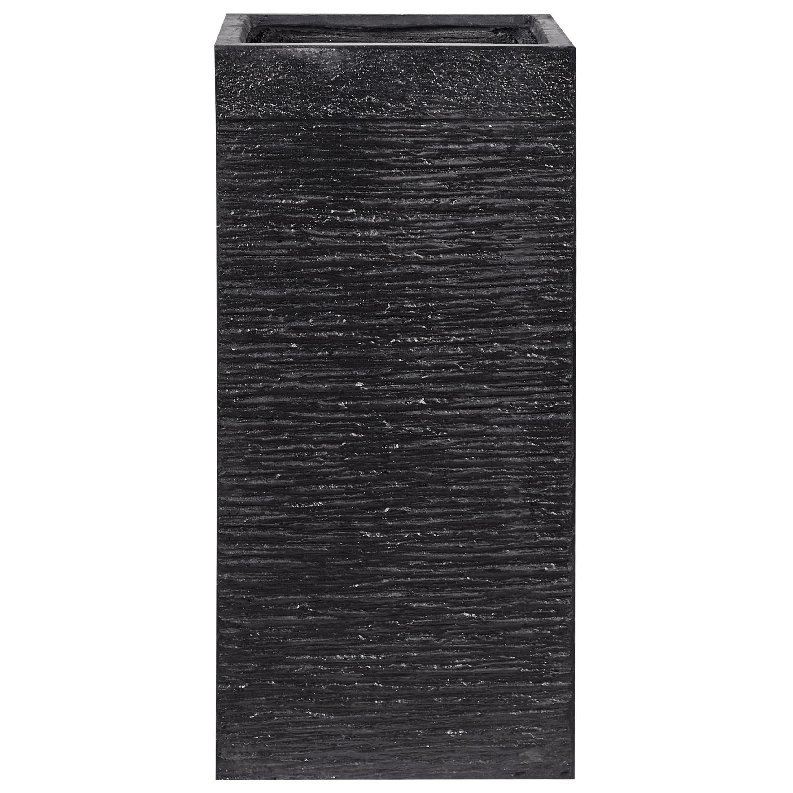 BLUMENTOPF schwarz quadratisch 33/33/70 cm Dion - Schwarz, Naturmaterialien (70cm) - Beliani