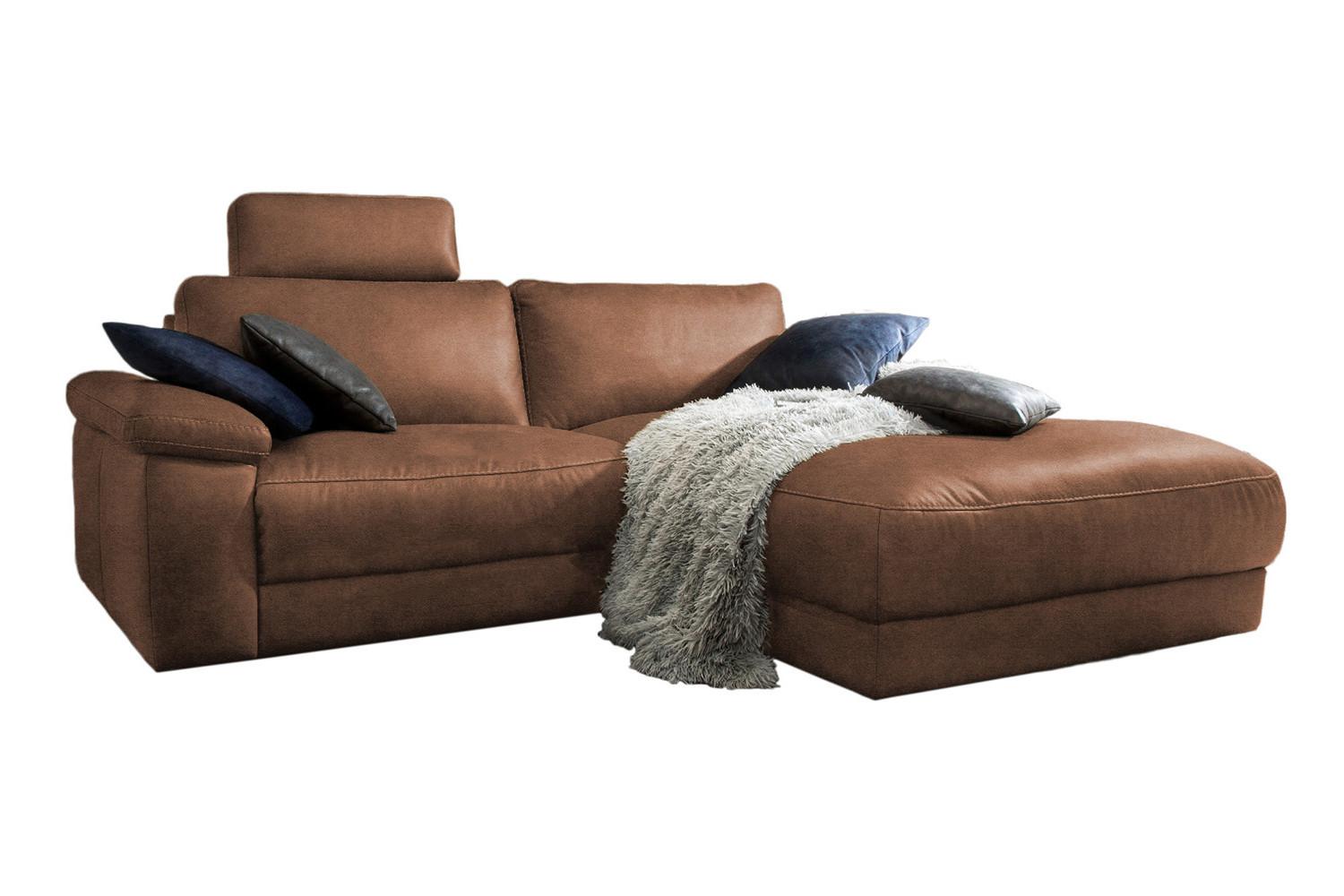 ECKSOFA MOTORISCHER RELAXFUNKTION LOLA Braun Leder Relaxfunktion - Schwarz/Braun, Leder (233/178cm) - KAWOLA