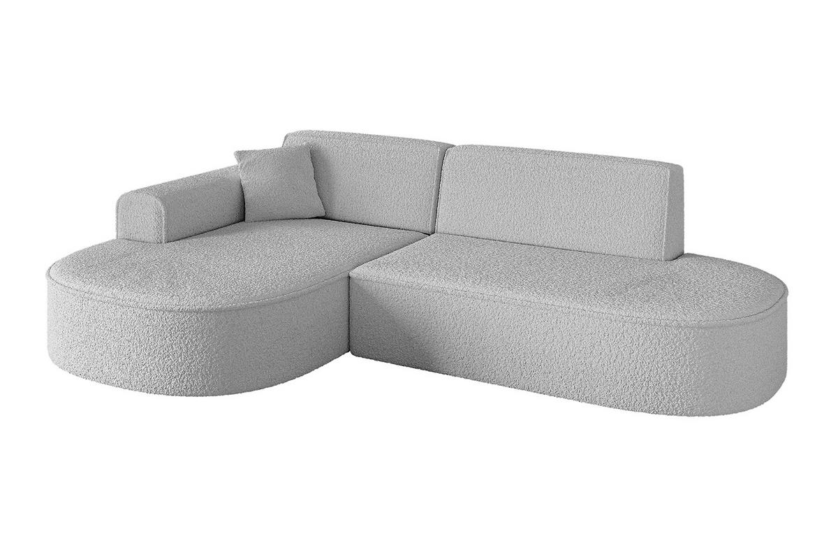 ECKSOFA Ottomane Links MARI-L1 - 243x171x79 cm Hellgrau Bouclé - Hellgrau/Schwarz, Holzwerkstoff/Kunststoff (163/234cm) - ALTDECOR