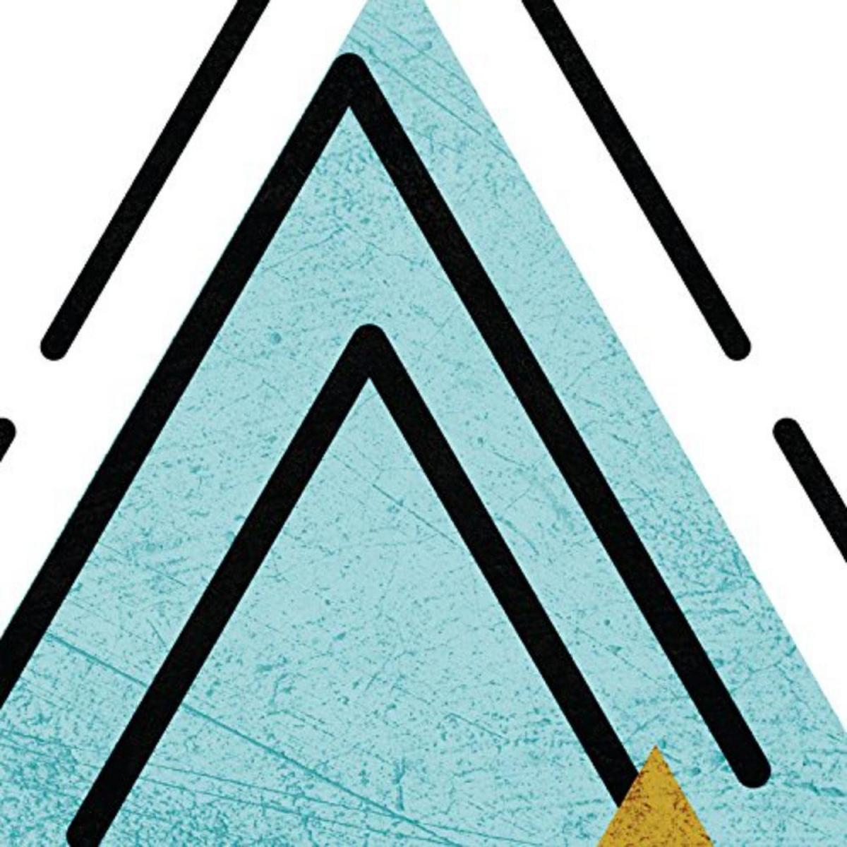 POSTER Set mit 4 Geometrische Nordischer Dreiecken im Blau und Rottönen A4 Schwarzer Rahmen - Schwarz, Papier (29.7/3cm) - Nacnic