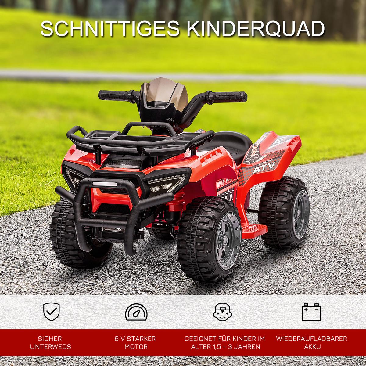 MINI Elektro-Quad Kinder Elektro ATV Kinderwagen Kinderauto Rot - Rot, Metall (70/42/45cm) - HOMCOM