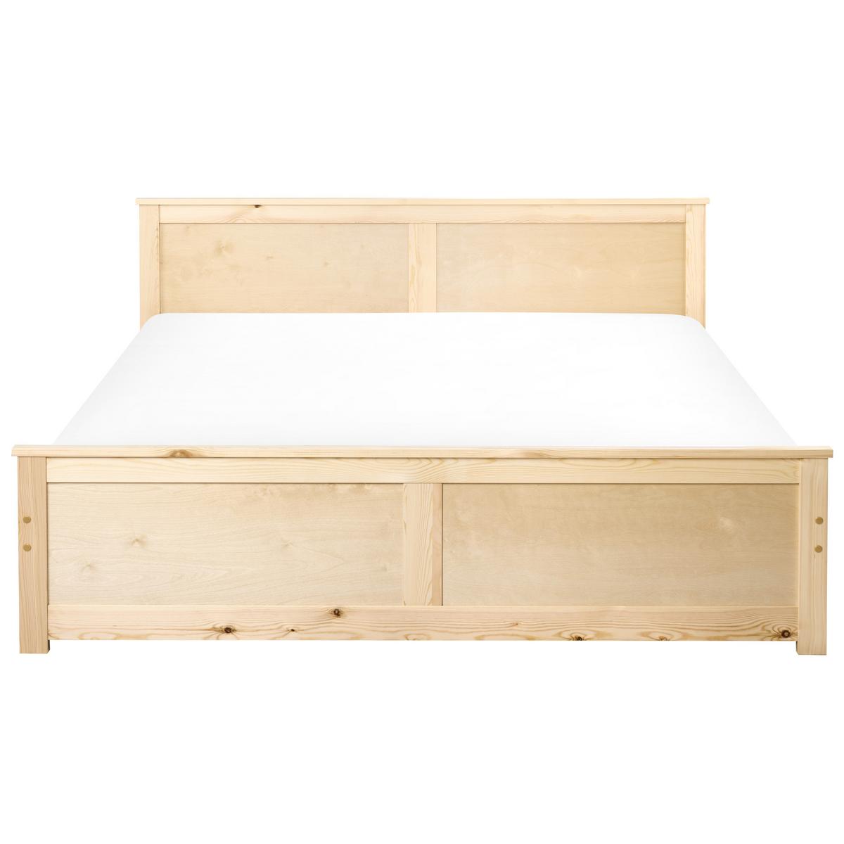 BETT mit Lattenrost 160/200 cm Kiefernholz Hellbraun Dauphin - Hellbraun, Holz (160/200cm) - Beliani