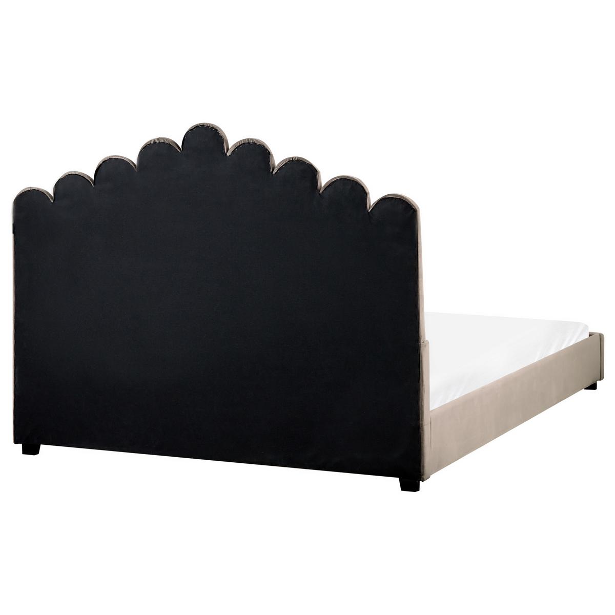 BETT mit Lattenrost 160/200 cm Taupe Vincennes - Taupe/Schwarz, Textil (160/200cm) - Beliani