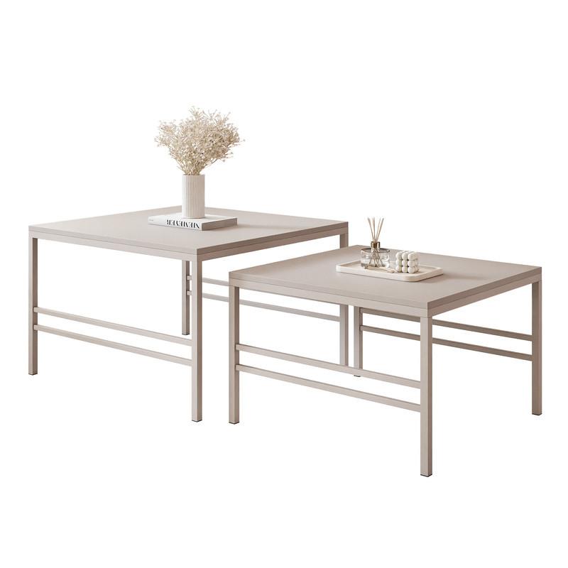 COUCHTISCH-SET FORMA 70/60 cm Quadratische, Kaschmir - Kaschmir, Metall (70/70/46cm) - Idohome