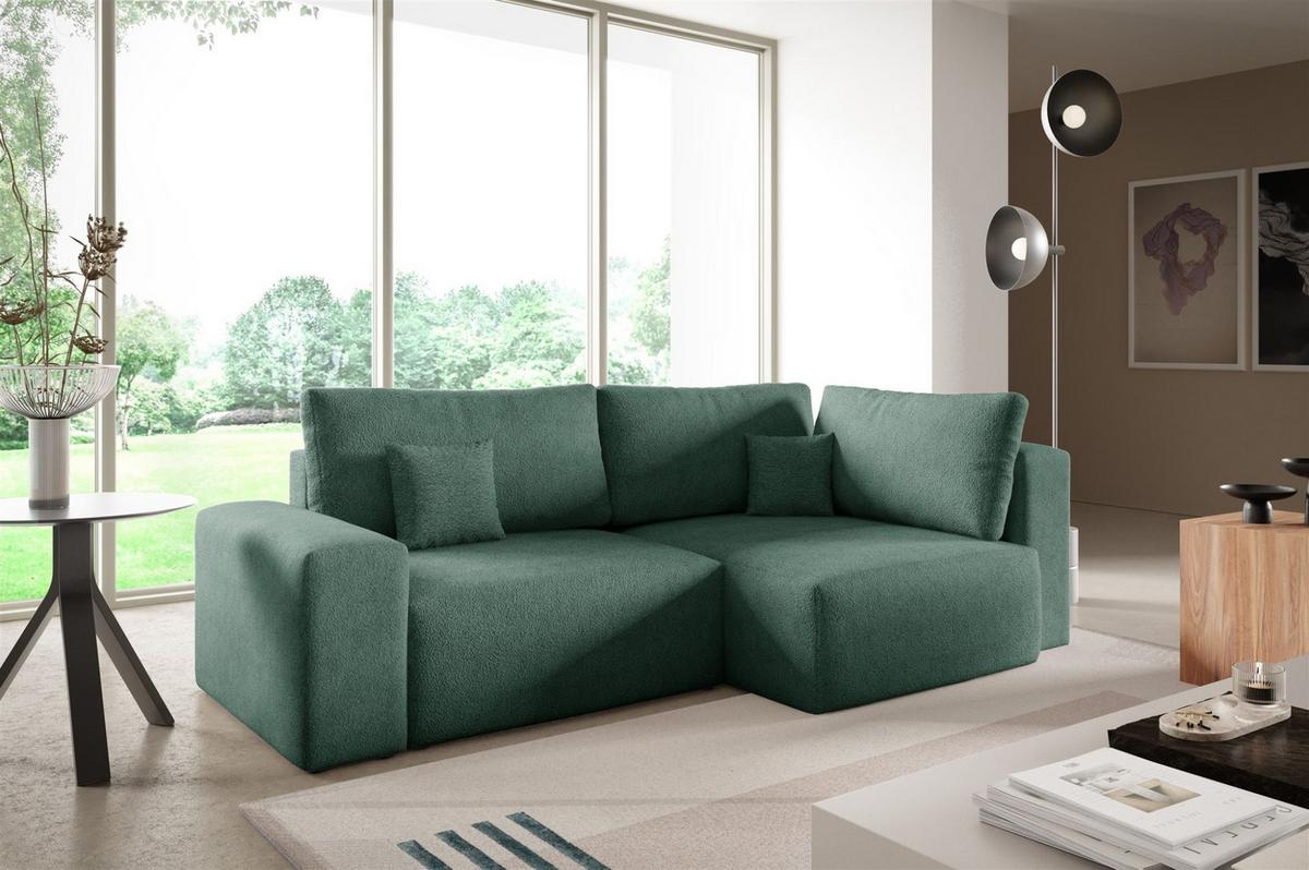 ECKSOFA Arona Mit Schlaffunktion - Grün, Holzwerkstoff/Textil (253/148cm) - Fun Möbel