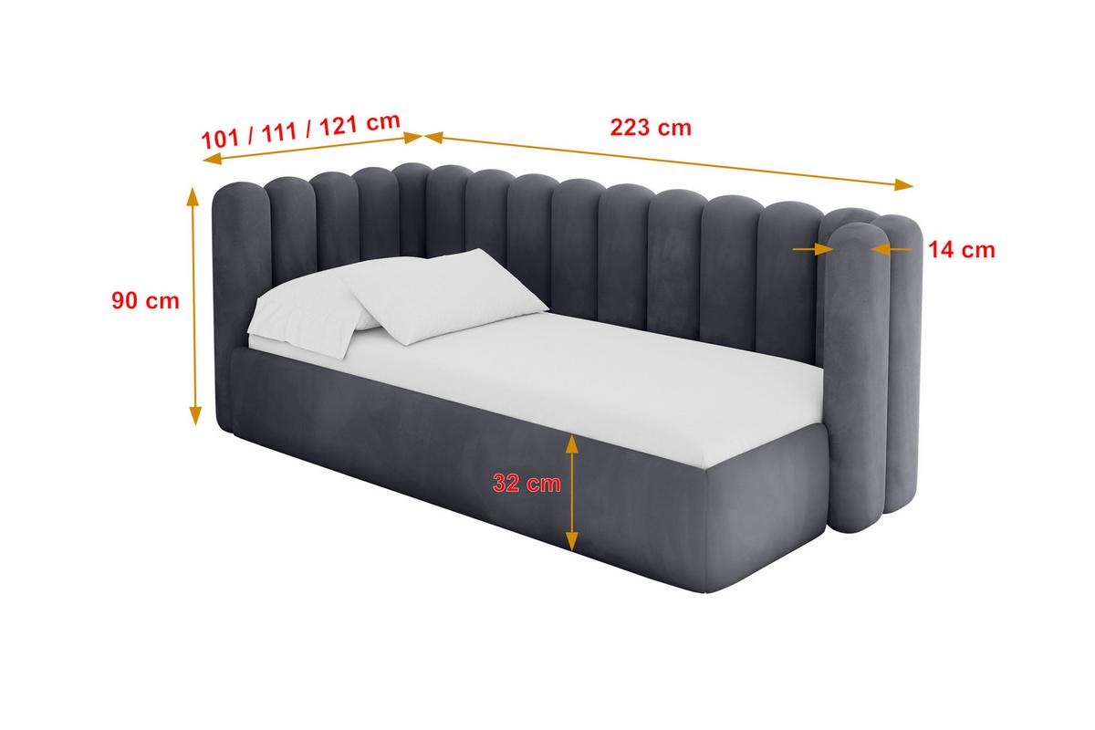 EINZELLBETT Jugendbett mit Bettkasten und Matratze H3/H4, Rechts - HUGY 100x200 Dunkelgrau - Dunkelgrau, Holzwerkstoff/Textil (100/200cm) - ALTDECOR