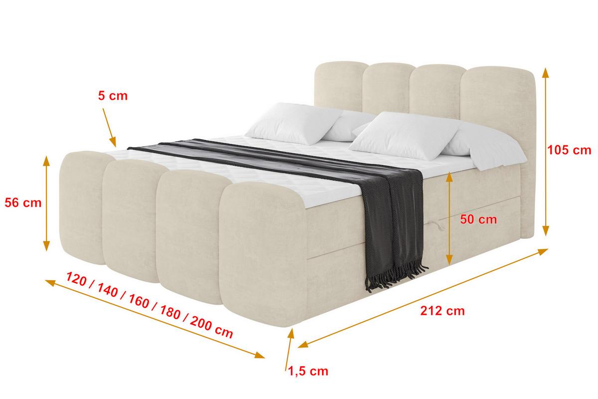 BOXBETT mit Matratze H4 und Lattenrost - NINA-Z - 160x200 cm Monolith - Beige - Sahara, Holzwerkstoff (160/200cm) - ALTDECOR
