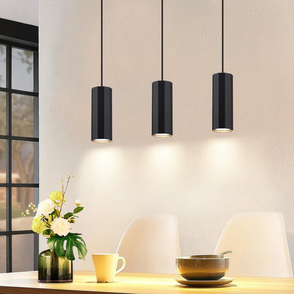 PENDELLEUCHTE Stärke 3-flammig 44/6/170 cm - Schwarz, Metall (44/6/170cm) - Nettlife