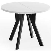 ESSTISCH Vero rund ausziehbar verlängerbar, Weiss 100-200/100/77 cm - Schwarz/Weiß, Holz/Holzwerkstoff (100/200/76.5cm) - WFL GROUP