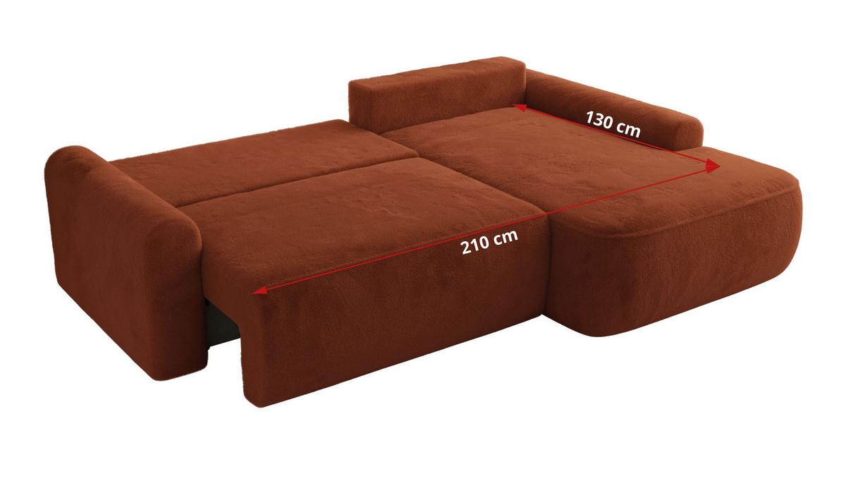 ECKSCHLAFSOFA CUBO L Orange Plüsch - rechts - Schwarz/Orange, Kunststoff/Textil (187/273cm) - MKS