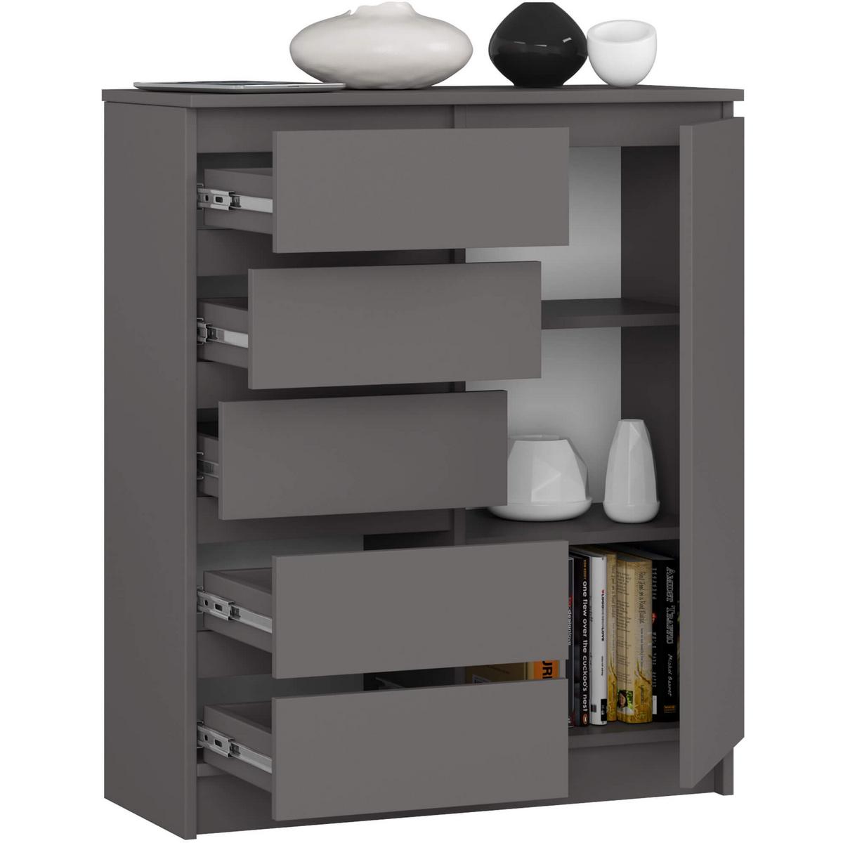 KOMMODE Graphit Grau 97/80/35 - Graphitfarben, Holzwerkstoff (80/97/35cm) - RAUMHIRSCH FURNITURE