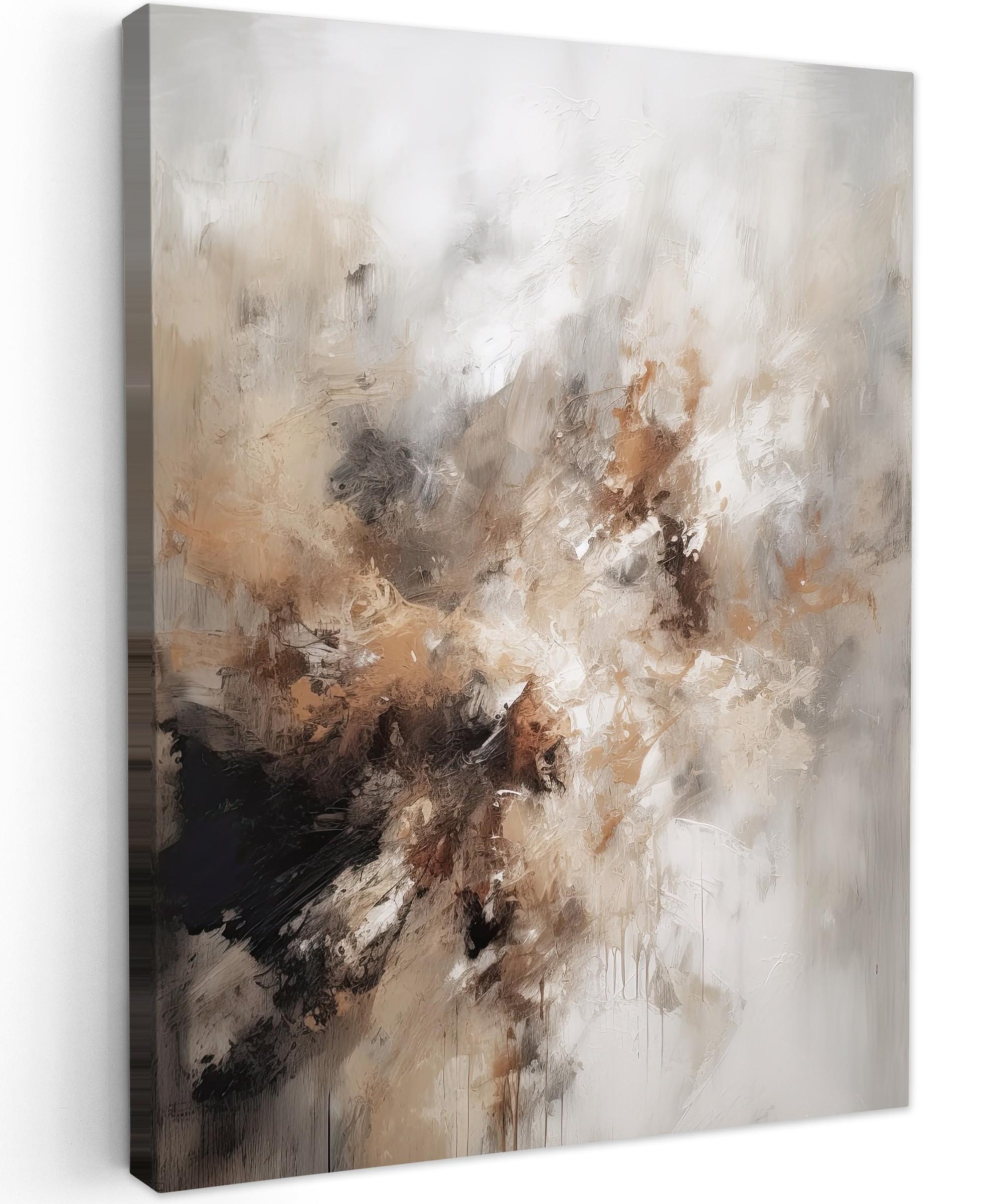 LEINWANDBILD Farbe - Abstrakt - Beige - Kunst Wandbild Wohnzimmer 60x80 cm - Greige, Textil (60/80cm) - MuchoWow