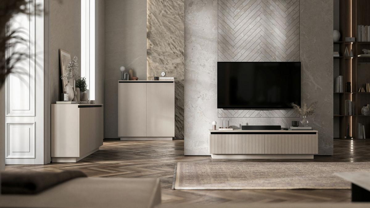 KOMMODE Selene 3D Kaschmir Matt Glamour 167 cm - Kaschmir, Holzwerkstoff (166.8/71.4/35cm) - Meble Lindner