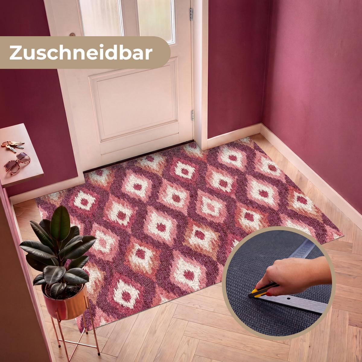 FUSSMATTE Diamantformen - Rosa - Muster - Textur Flurteppich 180x120 cm - Beere, Kunststoff (180/0.4cm) - MuchoWow
